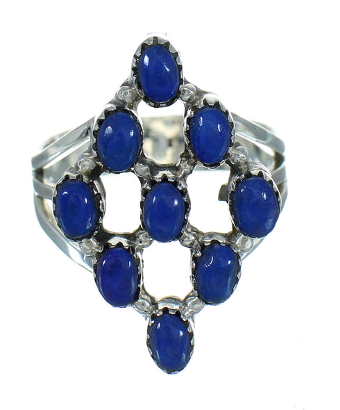 Lapis Southwestern Authentic Sterling Silver Ring Size 8-1/4 AX89716